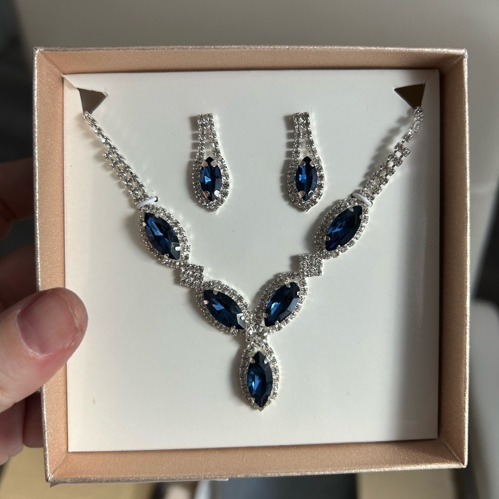 4/$100 sapphire Elegant Blue and Silver Jewelry Set